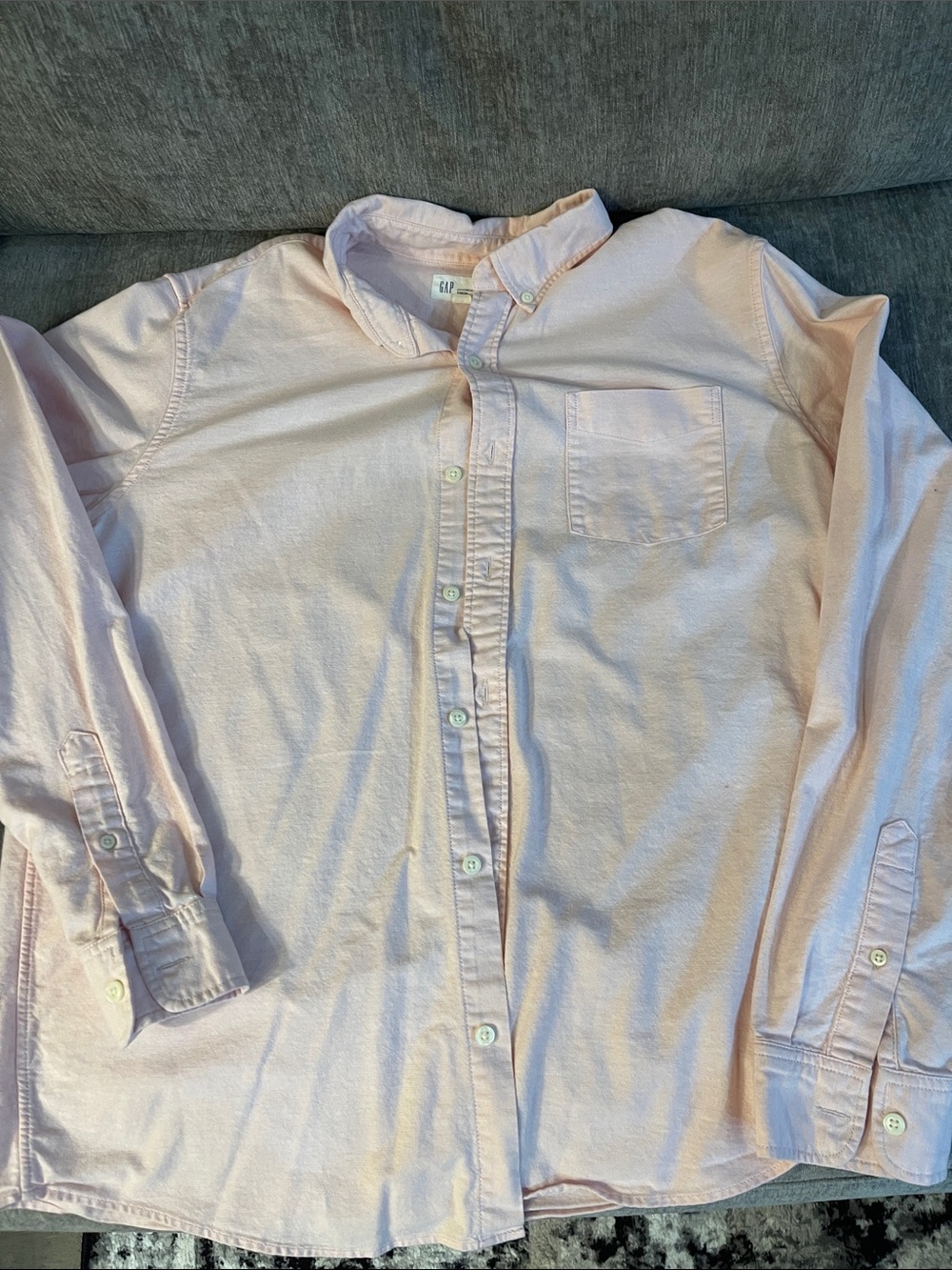 GAP Light Pink Long-Sleeve Untucked Fit Button-Down Shirt